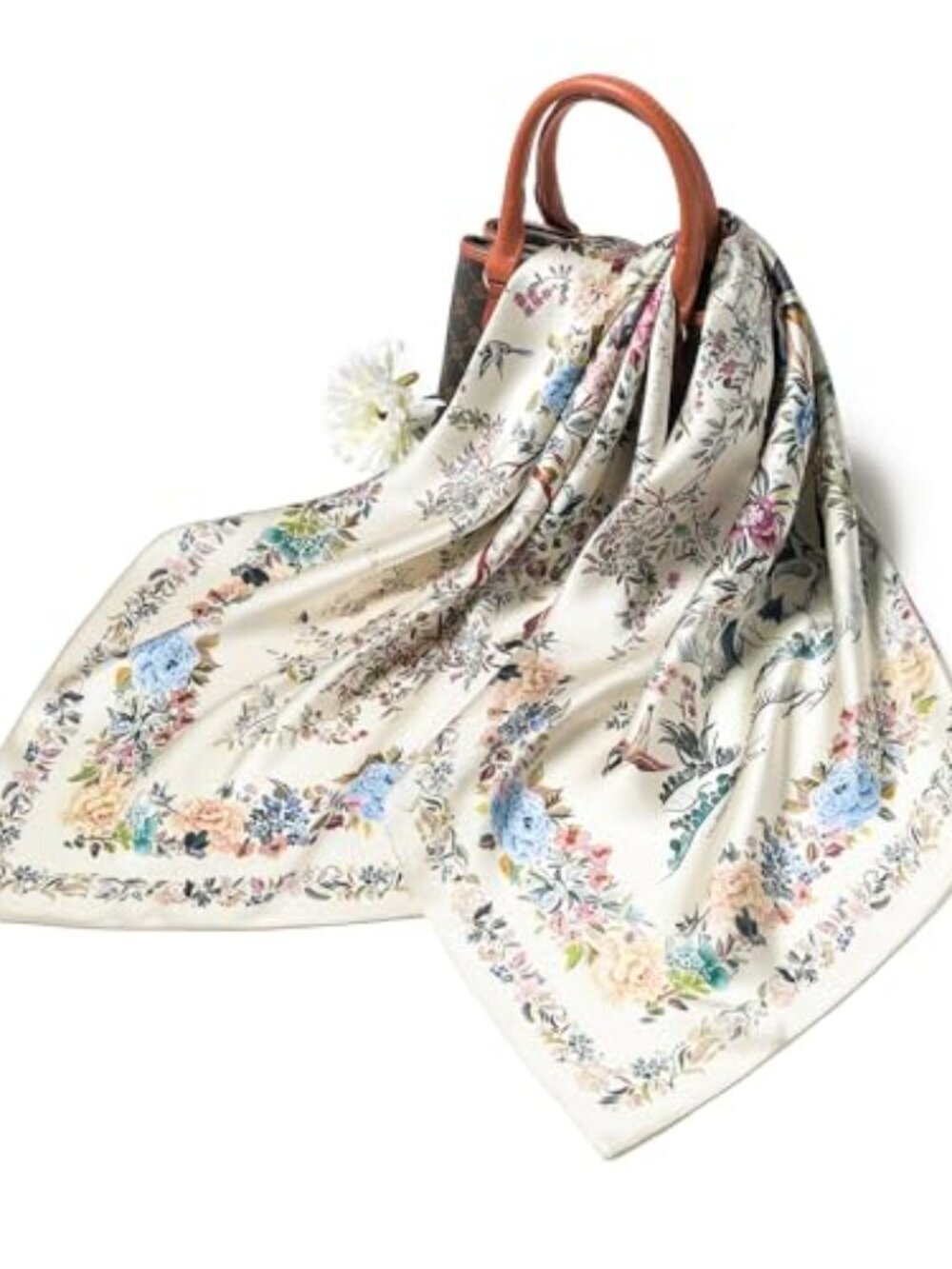 🆕 100% Pure Mulberry Silk Scarf 35" Large Square Lightweight Headscarf